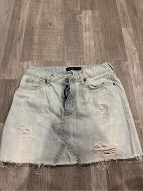 Aeropostale Light Wash Denim Skirt with Frayed Edge